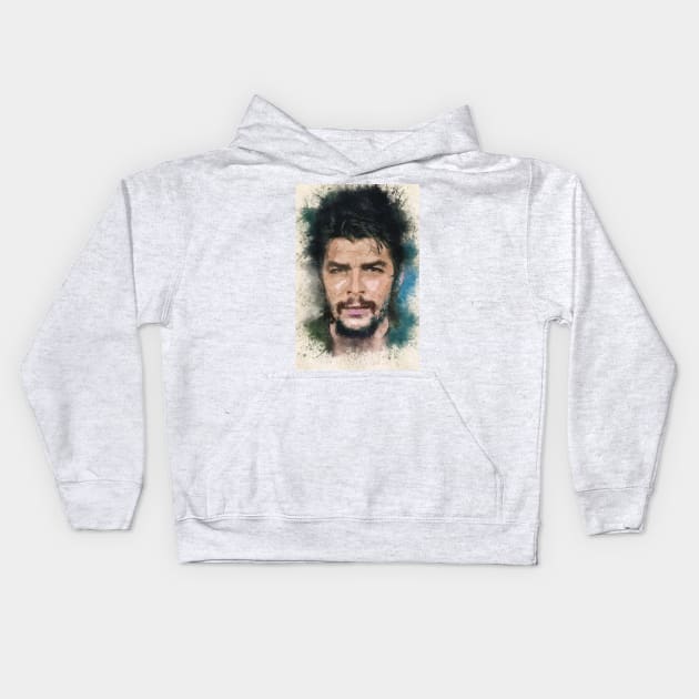 Ernesto CHE Guevara Abstract Watercolor Portrait Kids Hoodie by Naumovski